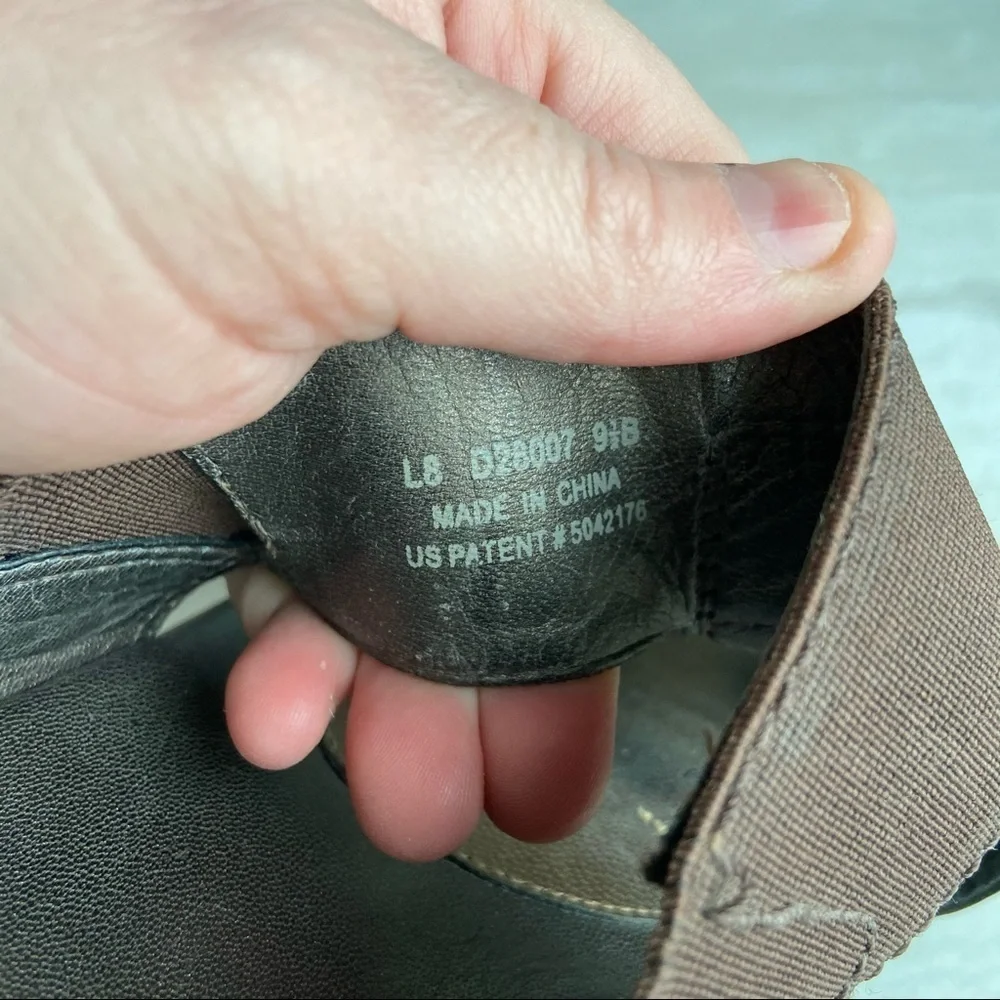** Cole Haan Brown Bronze T-Strap Wedge Sandals 9.5B